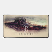 水彩の国の横モノグラムの景 デスクマット (正面)