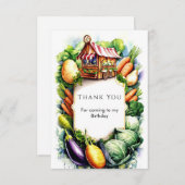 水彩の地元で育てられた農家の市場誕生日 サンキューカード (正面/裏面)