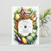 水彩の地元で育てられた農家の市場誕生日 招待状 (スタンド正面)