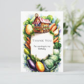水彩の地元で育てられた農家の市場 誕生日 サンキューカード (スタンド正面)