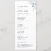 水彩の埃っぽい青いフローラ婚式 プログラム (裏面)