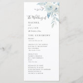 水彩の埃っぽい青いフローラ婚式 プログラム (正面)