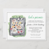 水彩の夏のピクニックパーティーへの招待 招待状 (正面)