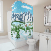 水彩の夏の牧草地の花シームレスなパターン、 シャワーカーテン (インサイチュ)