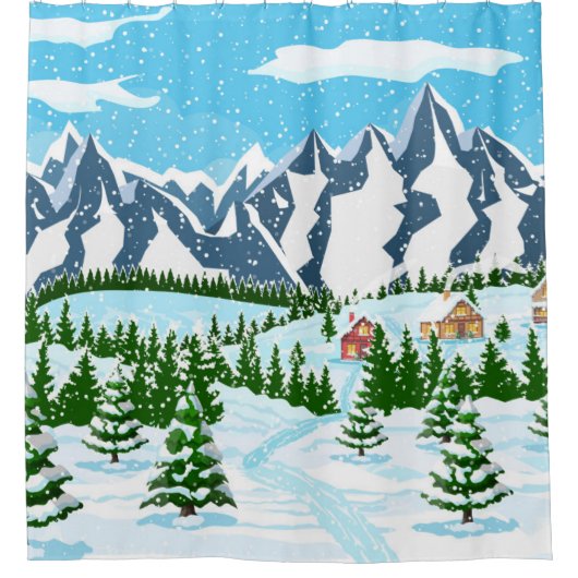 水彩の夏の牧草地の花シームレスなパターン、 シャワーカーテン (正面)