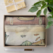 水彩の夏休みレトロスーツケース 薄葉紙 (ギフト)