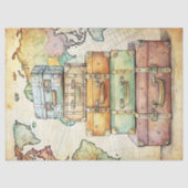 水彩の夏休みレトロスーツケース 薄葉紙 (正面)