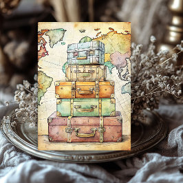 水彩の夏休みレトロスーツケース 薄葉紙