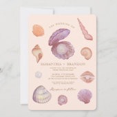 水彩の夏 海 シェル パール ウェディング 招待状 (正面)