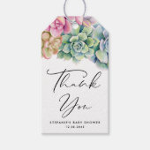 水彩の多肉夏の赤ちゃんシャワーありがとう ギフトタグ (正面)