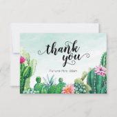 水彩の多肉植物のウェディングシャワーのフラットなお礼カード サンキューカード (正面)