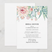 水彩の多肉植物のブライダルシャワー。花のサボテン 招待状 (正面/裏面)