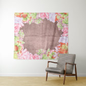 水彩の多肉植物の背景 タペストリー (インサイチュ(横))