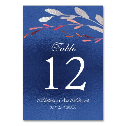 水彩の多肉植物の花束をフィーチャーしたエレガントなボタニカル バット ミッツヴァ テーブルナンバー (正面)