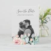 水彩の多肉植物の花。サボテンの花の写真 セーブザデート (スタンド正面)