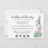 水彩の多肉植物サボテン　ラスティック　サンキューカード 招待状 (裏面)