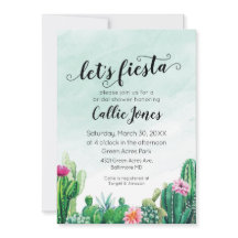 水彩の多肉植物フィエスタシャワー招待状