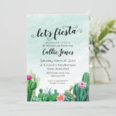 水彩の多肉植物フィエスタシャワー招待状 招待状 (スタンド正面)
