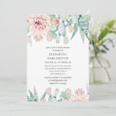 水彩の多肉植物ベイビーシャワー。水彩のサボテン 招待状 (スタンド正面)