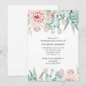 水彩の多肉植物女子会。水生植物 招待状 (正面/裏面)