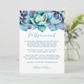 水彩の多肉植物延期のお知らせ 招待状 (スタンド正面)