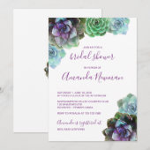 水彩の多肉植物 | ウェディングシャワーの招待状 招待状 (正面/裏面)