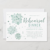 水彩の多肉植物 ウェディング リハーサル ディナー 招待状 (正面)