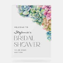 水彩の多肉植物 サマーブライダルシャワーウェルカム アクリルサイン