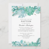 水彩の多肉植物。 ニュートラルミントの冬の洗礼 招待状 (正面)