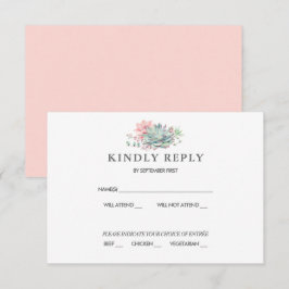 水彩の多肉植物 ボタニカル ウェディング 返信カード 招待状