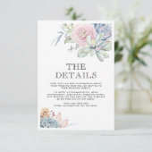 水彩の多肉植物 ヴィンテージ結婚式の詳細 招待状 (スタンド正面)