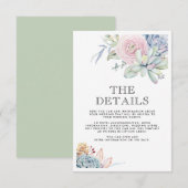 水彩の多肉植物 ヴィンテージ結婚式の詳細 招待状 (正面/裏面)