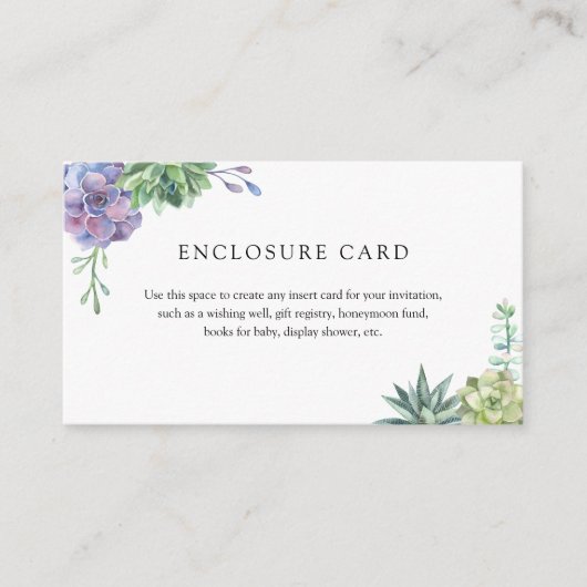 水彩の多肉植物　封入カード エンクロージャーカード (正面)