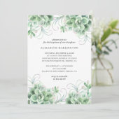 水彩の多肉植物。緑のサボテンの洗礼 招待状 (スタンド正面)