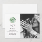 水彩の多肉植物。緑のトゲ。植物学 セーブザデート (正面/裏面)