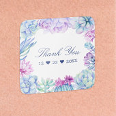 水彩の多肉植物 花のサボテン ありがとうございます スクエアシール