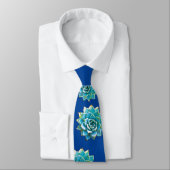 水彩の多肉植物（青） ネクタイ (タイ)