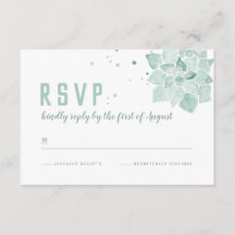 水彩の多肉結婚式RSVPエンクロージャカード