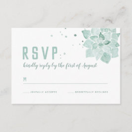 水彩の多肉結婚式RSVPエンクロージャカード 出欠カード