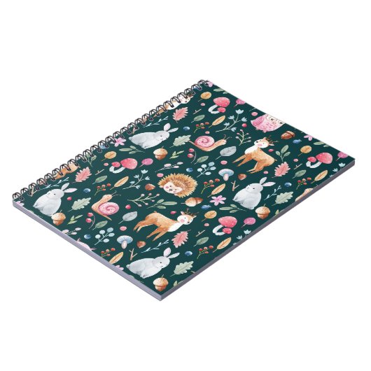 水彩の妖精の森の子供向け模様 ノートブック (左側)