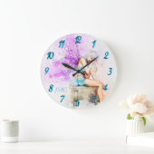 水彩の妖精(青)とモノグラム ラージ壁時計 (ホーム)