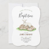 水彩の子羊の洗礼 招待状 (正面)