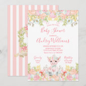 水彩の子豚 赤ちゃん歓迎会 招待状 (正面/裏面)