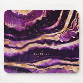 水彩の宝石紫ピンク金ゴールド抽象芸術瑪瑙 マウスパッド