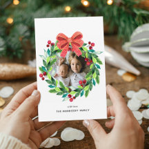 水彩の実とホーリーのリース