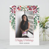 水彩の実と常緑の写真クリスマスカード シーズンカード (スタンド正面)