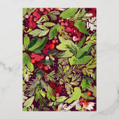 水彩の実と緑のリース　クリスマス 箔シーズンカード (裏面)