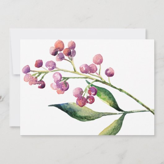 水彩の実と花芽 ハッピーエバーアフター 招待状 (裏面)