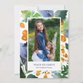 水彩の実のクリスマス フラワー オレンジ 写真 シーズンカード (正面)