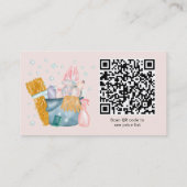 水彩の家政婦の清掃サービスピンク 名刺 (裏面)